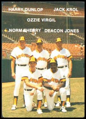 84MCSDP 27 Padres' Coaches - Harry Dunlop, Jack Krol, Ozzie Virgil Sr., Norm Sherry, Deacon Jones CO.jpg